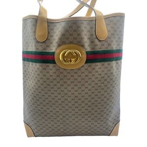 Authentic Vintage Gucci Sherry Line Micro GG Tote PVC Leather